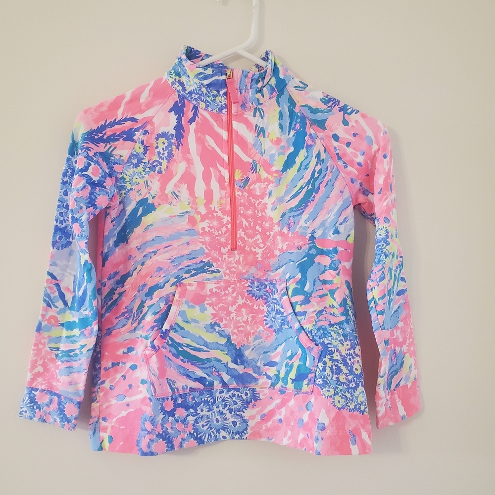 Lilly Pulitzer Pink Blue Quarter Zip Pullover Size Large